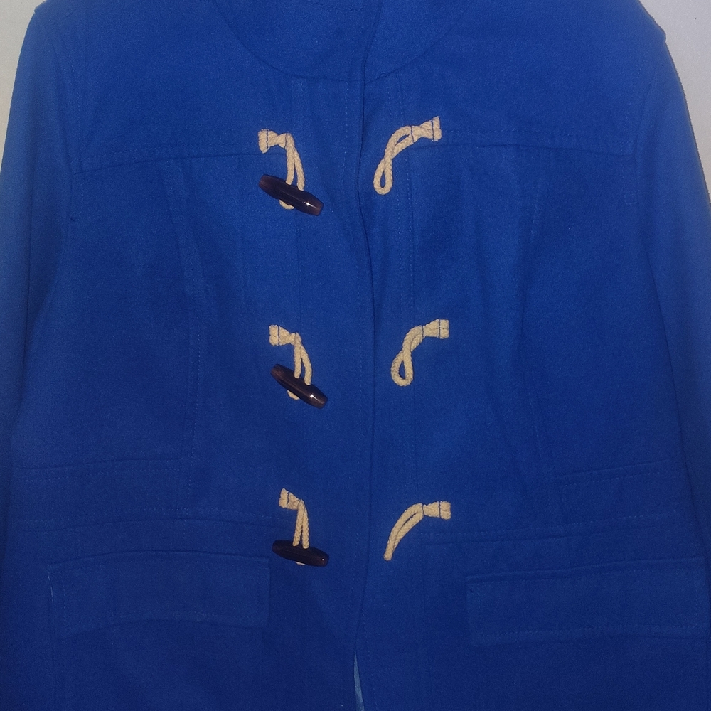 Old Navy Royal Blue Pea Coat with Cream Rope Toggles